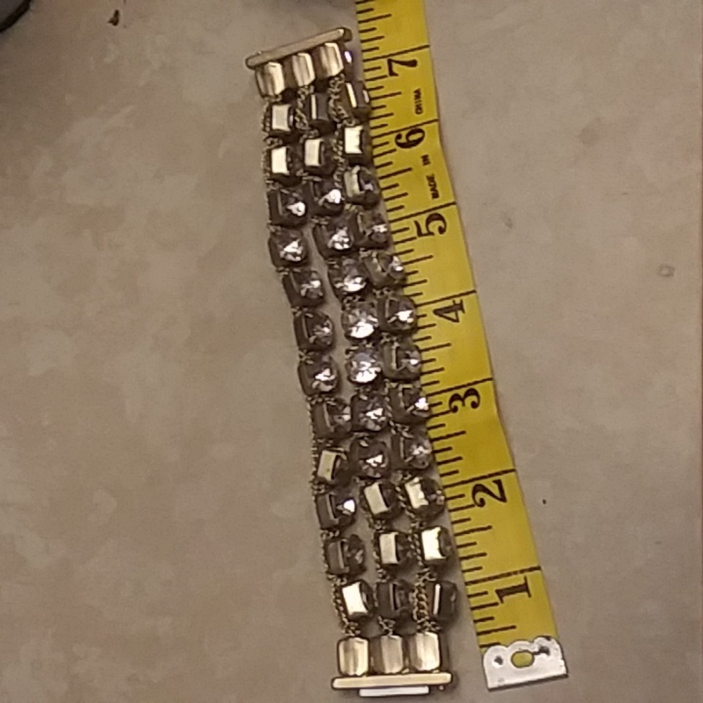 Vintage Large Rhinestone 3 Strand Bracelet - Picture 3 of 3